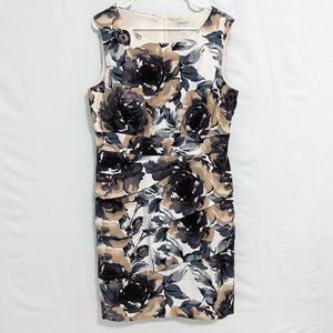 Dressbarn Womens Sheath Dress Floral Neutral Colors 16